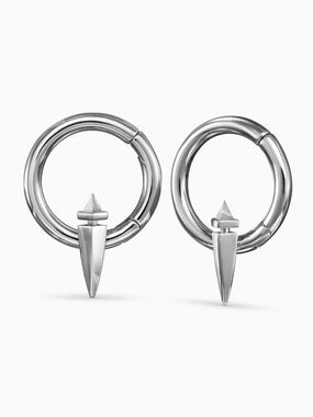 Sterling Spike Hoop Earrings in Silver for Women